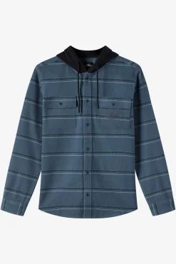Shirts & Flannels^O'Neill Archer Hooded Flannel Standard Fit Long Sleeve Shirt - | dark slate