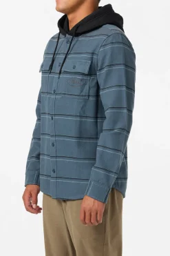 Shirts & Flannels^O'Neill Archer Hooded Flannel Standard Fit Long Sleeve Shirt - | dark slate