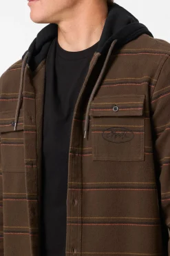 Shirts & Flannels^O'Neill Archer Hooded Flannel Standard Fit Long Sleeve Shirt - | turkish coffee