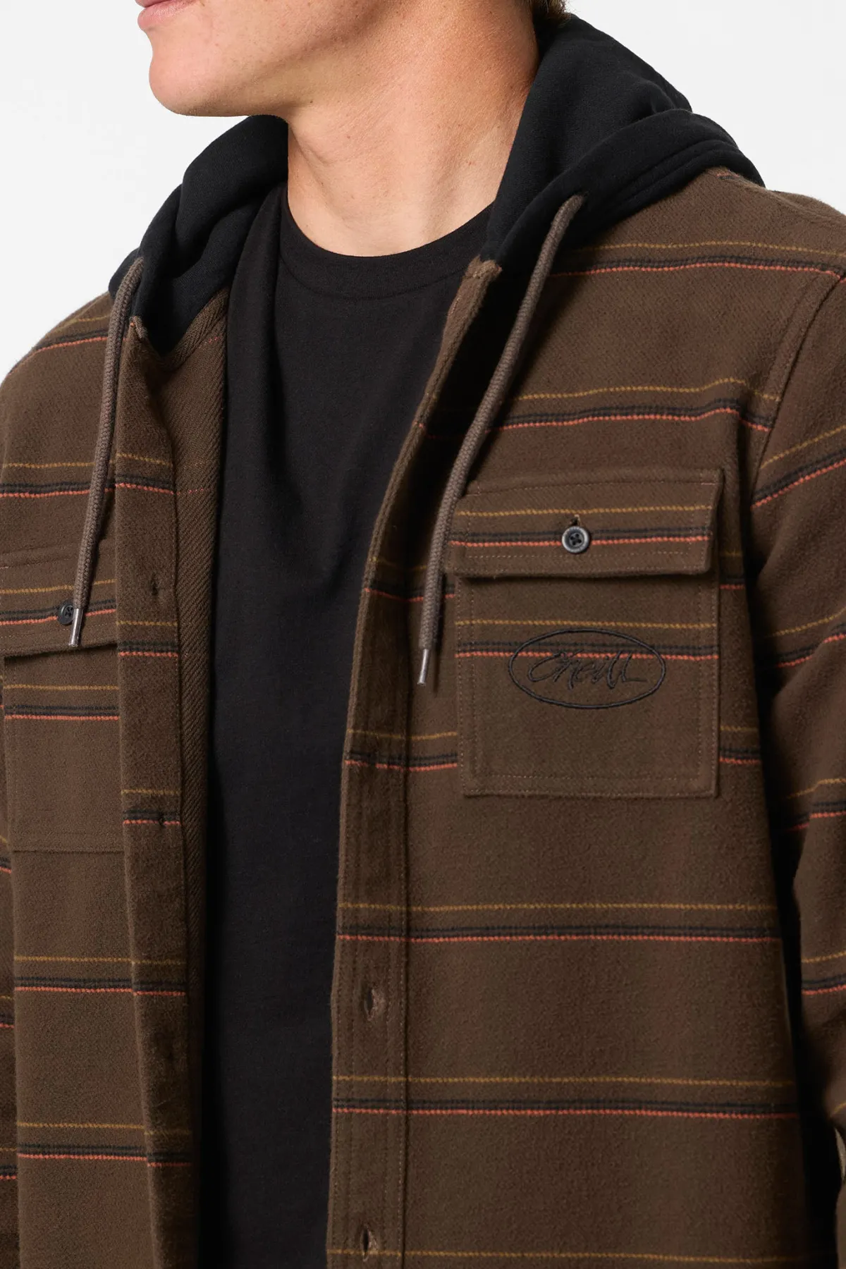 Shirts & Flannels^O'Neill Archer Hooded Flannel Standard Fit Long Sleeve Shirt - | turkish coffee