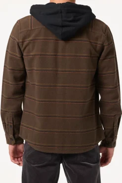 Shirts & Flannels^O'Neill Archer Hooded Flannel Standard Fit Long Sleeve Shirt - | turkish coffee