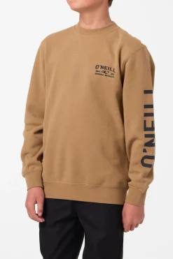 Tops^O'Neill Boy's Fifty Two Cliffs Crew Crew Neck Fleece - Dark Khaki |