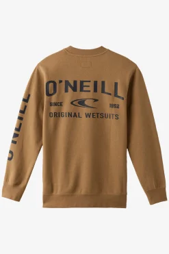 Tops^O'Neill Boy's Fifty Two Cliffs Crew Crew Neck Fleece - Dark Khaki |