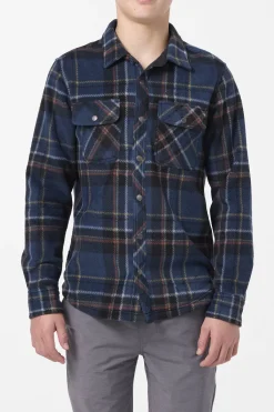 Tops^O'Neill Boy's Glacier Plaid Superfleece Long Sleeve Shirt - | midnight navy