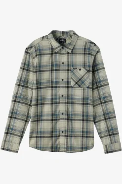 Tops^O'Neill Boy's Redmond Plaid Flannel Long Sleeve Shirt - | sage