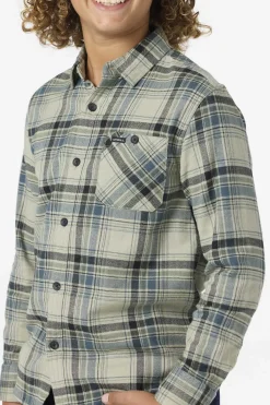 Tops^O'Neill Boy's Redmond Plaid Flannel Long Sleeve Shirt - | sage