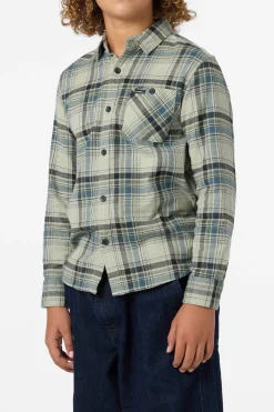 Tops^O'Neill Boy's Redmond Plaid Flannel Long Sleeve Shirt - | sage