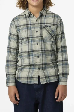 Tops^O'Neill Boy's Redmond Plaid Flannel Long Sleeve Shirt - | sage