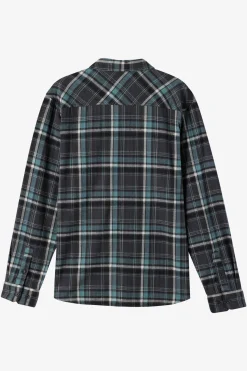 Tops^O'Neill Boy's Redmond Plaid Flannel Long Sleeve Shirt - | graphite
