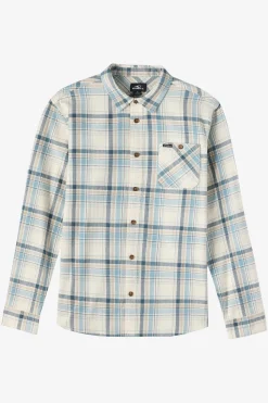 Tops^O'Neill Boy's Redmond Plaid Flannel Long Sleeve Shirt - | cream