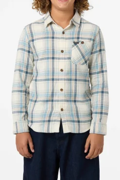 Tops^O'Neill Boy's Redmond Plaid Flannel Long Sleeve Shirt - | cream