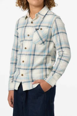 Tops^O'Neill Boy's Redmond Plaid Flannel Long Sleeve Shirt - | cream