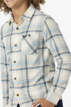 Tops^O'Neill Boy's Redmond Plaid Flannel Long Sleeve Shirt - | cream