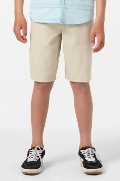 Bottoms^O'Neill Boy's Reserve Light Check 18" Hybrid Shorts - | lt khaki