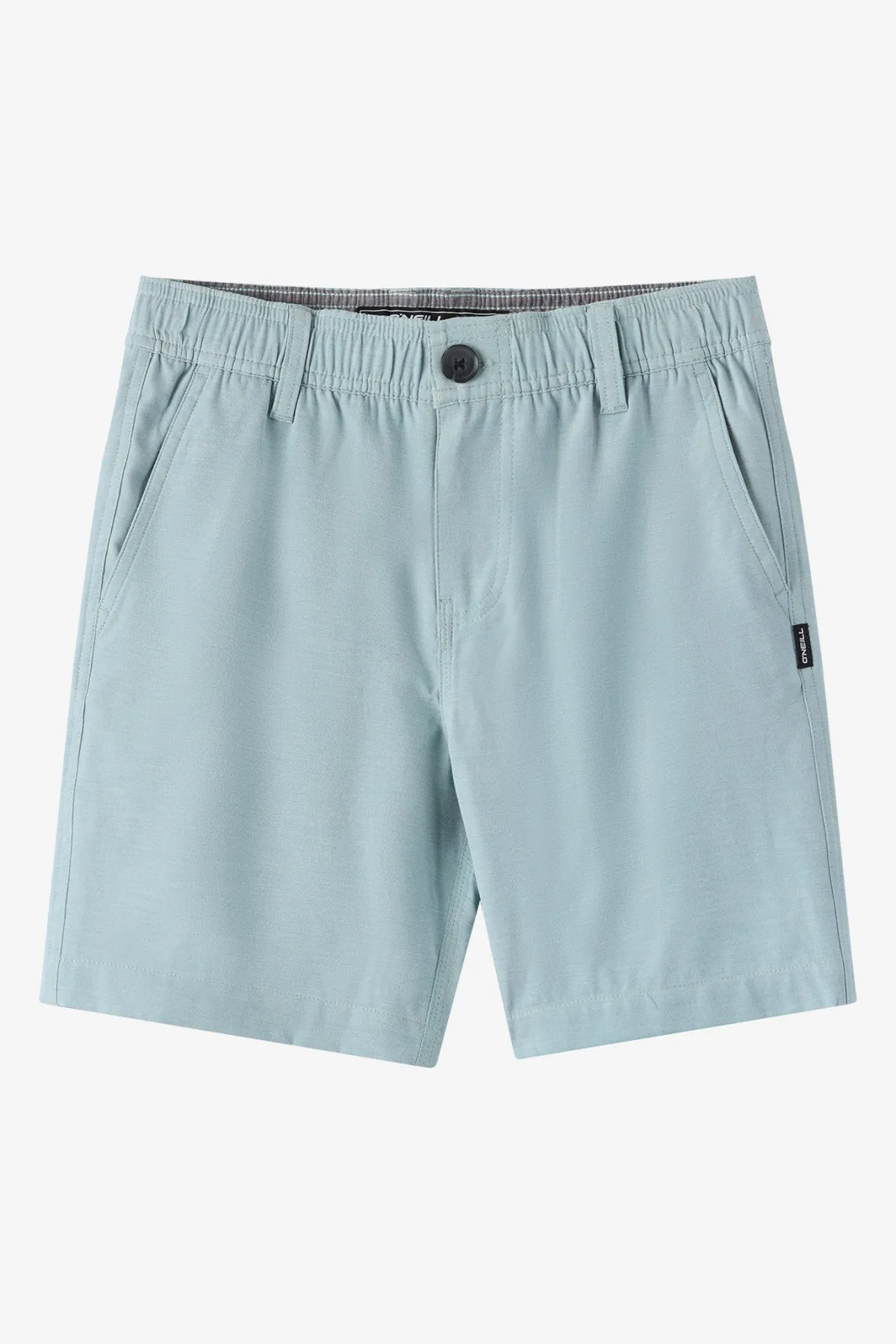 Bottoms^O'Neill Boy's Reserve Light Check Elastic Waist 16"'' Hybrid Shorts - | stone blue