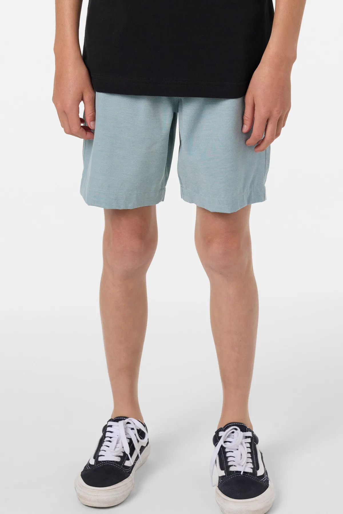 Bottoms^O'Neill Boy's Reserve Light Check Elastic Waist 16"'' Hybrid Shorts - | stone blue