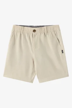 Bottoms^O'Neill Boy's Reserve Light Check Elastic Waist 16"'' Hybrid Shorts - | lt khaki