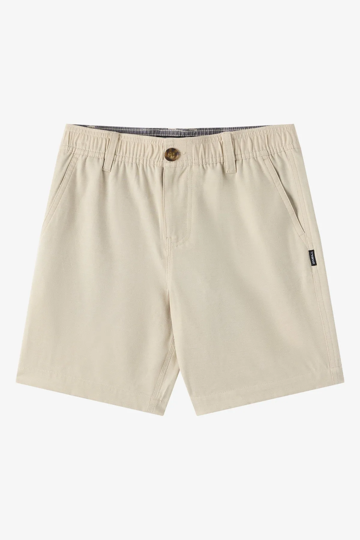 Bottoms^O'Neill Boy's Reserve Light Check Elastic Waist 16"'' Hybrid Shorts - | lt khaki
