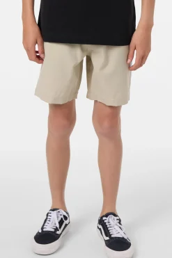 Bottoms^O'Neill Boy's Reserve Light Check Elastic Waist 16"'' Hybrid Shorts - | lt khaki