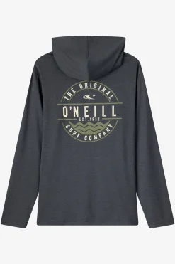 Tops^O'Neill Boy's TRVLR Upf Hooded Ls - Blaze Long Sleeve Pullover - | hthr black