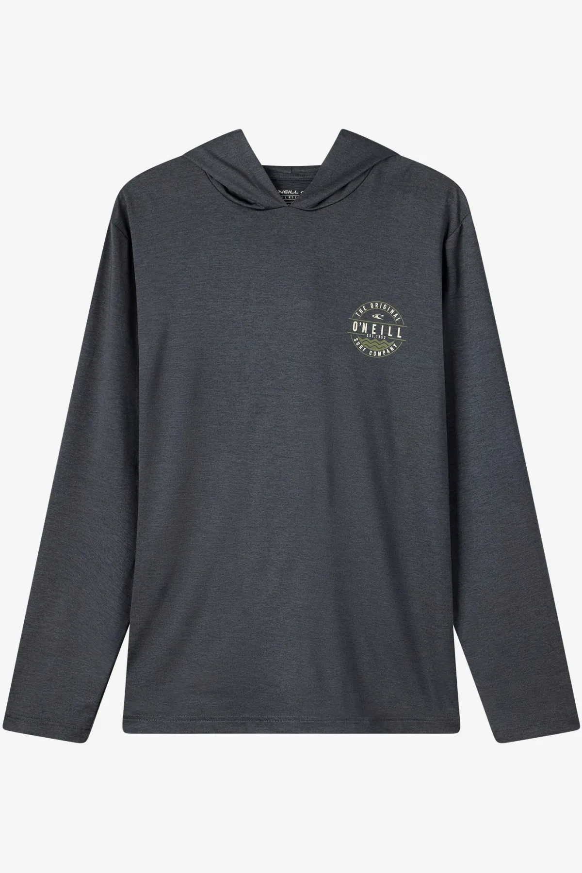 Tops^O'Neill Boy's TRVLR Upf Hooded Ls - Blaze Long Sleeve Pullover - | hthr black
