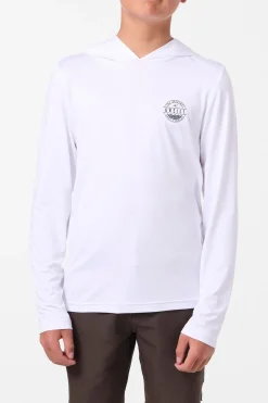 Tops^O'Neill Boy's TRVLR Upf Hooded Ls - Blaze Long Sleeve Pullover - | white