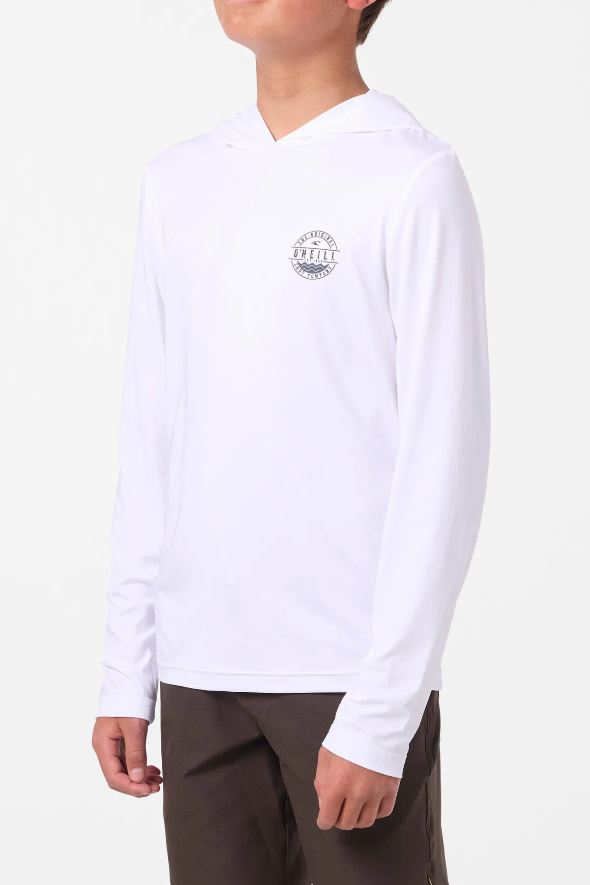 Tops^O'Neill Boy's TRVLR Upf Hooded Ls - Blaze Long Sleeve Pullover - | white