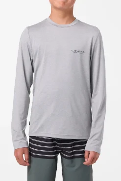 Tops^O'Neill Boy's TRVLR Upf Ls - Stacked Long Sleeve Pullover - | heather grey
