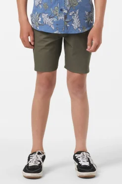 Bottoms^O'Neill Boy's Utility Scallop Hybrid 16" Hybrid Shorts - | army