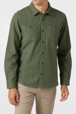 Shirts & Flannels^O'Neill Breakwater Solid Flannel Standard Fit Long Sleeve Shirt - | dark olive