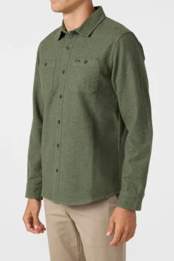 Shirts & Flannels^O'Neill Breakwater Solid Flannel Standard Fit Long Sleeve Shirt - | dark olive