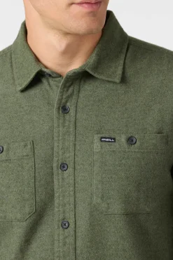 Shirts & Flannels^O'Neill Breakwater Solid Flannel Standard Fit Long Sleeve Shirt - | dark olive
