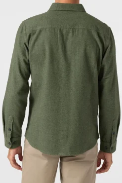 Shirts & Flannels^O'Neill Breakwater Solid Flannel Standard Fit Long Sleeve Shirt - | dark olive
