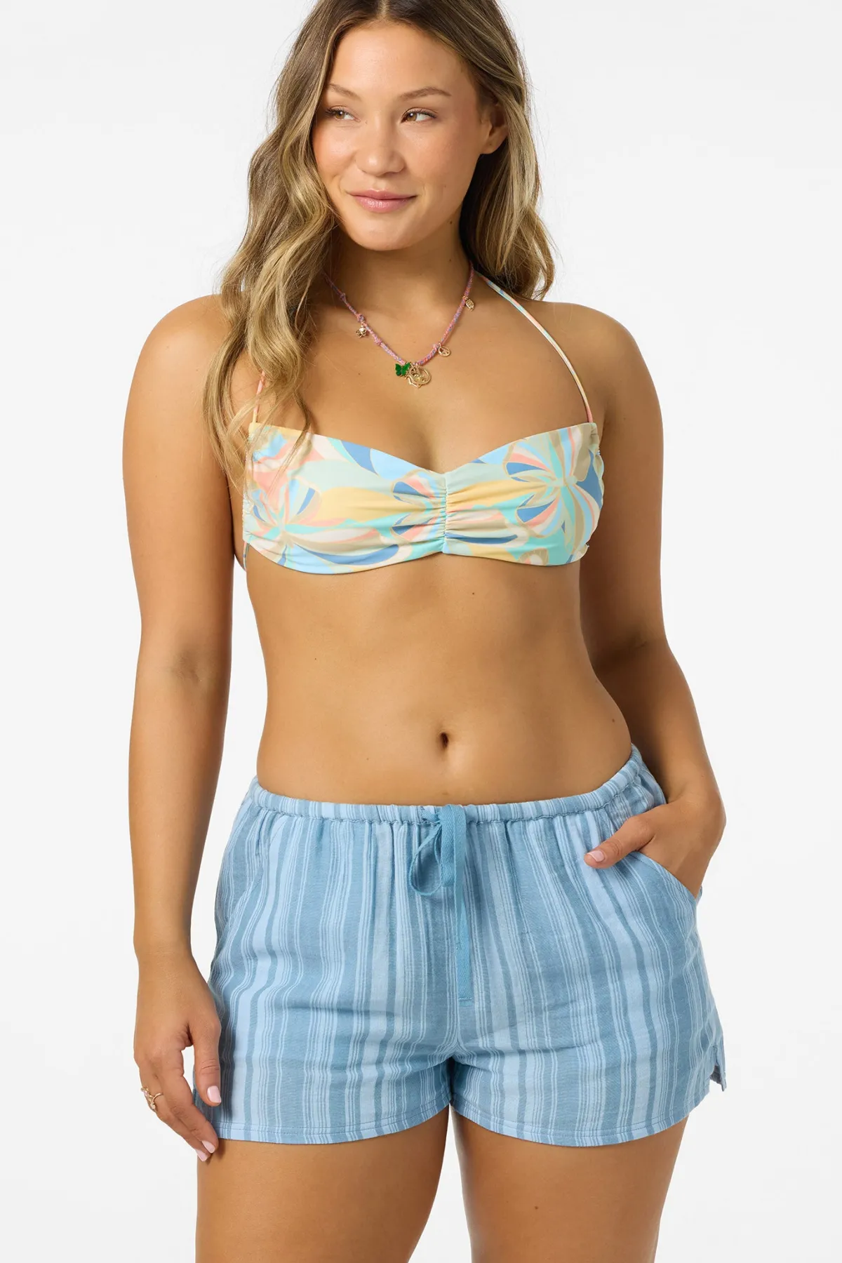 Bottoms|Matching Sets^O'Neill Brenda Waves Stripe Beach Shorts chambray blue