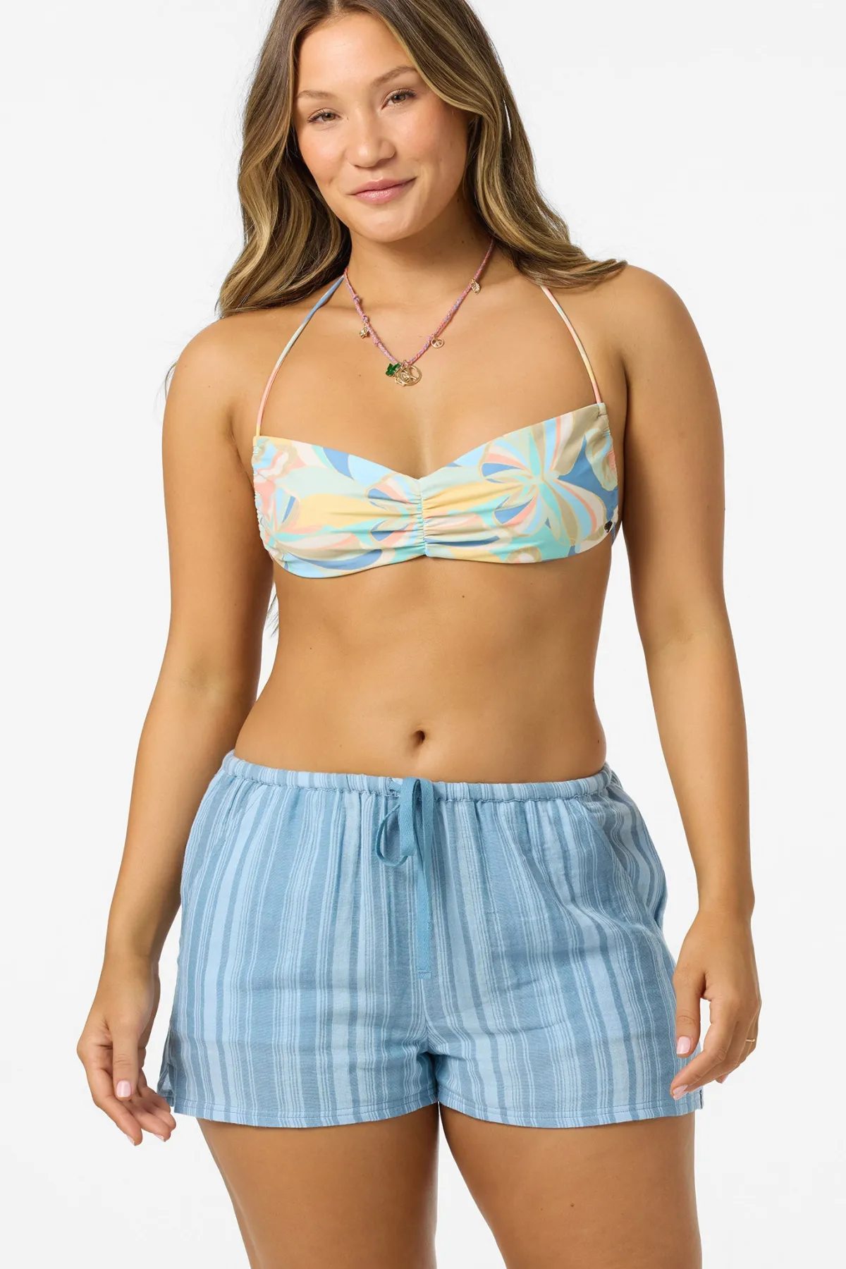 Bottoms|Matching Sets^O'Neill Brenda Waves Stripe Beach Shorts chambray blue