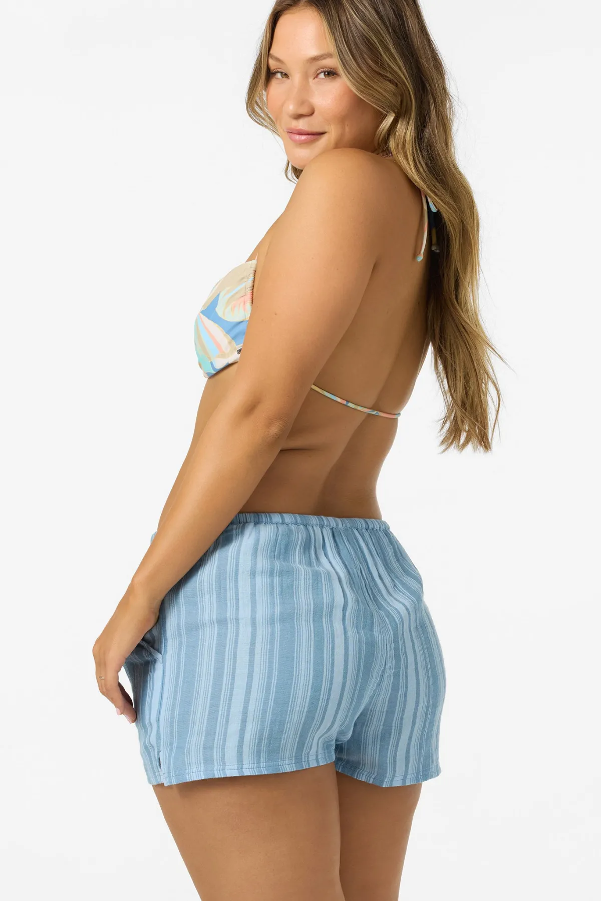 Bottoms|Matching Sets^O'Neill Brenda Waves Stripe Beach Shorts chambray blue