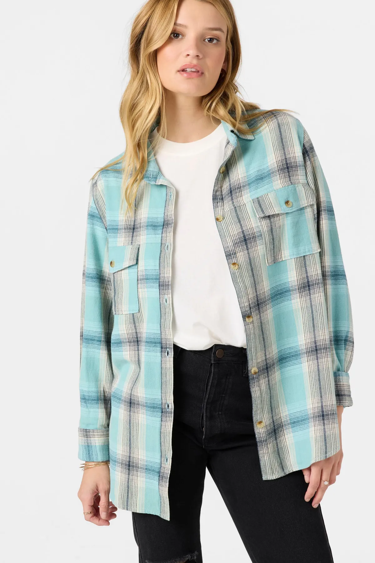 Tops^O'Neill Brooks Flannel Long Sleeve Top - | nile blue