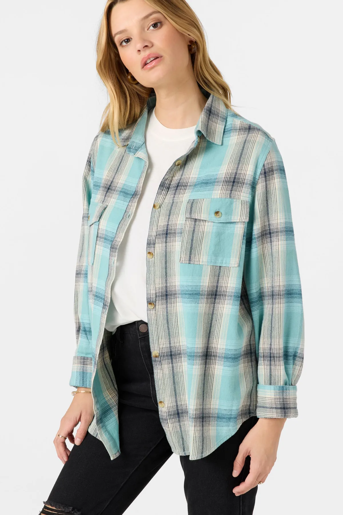 Tops^O'Neill Brooks Flannel Long Sleeve Top - | nile blue