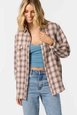 Tops^O'Neill Brooks Flannel Long Sleeve Top carob brown