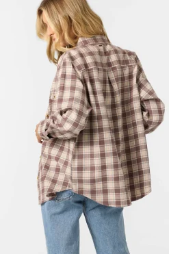 Tops^O'Neill Brooks Flannel Long Sleeve Top carob brown