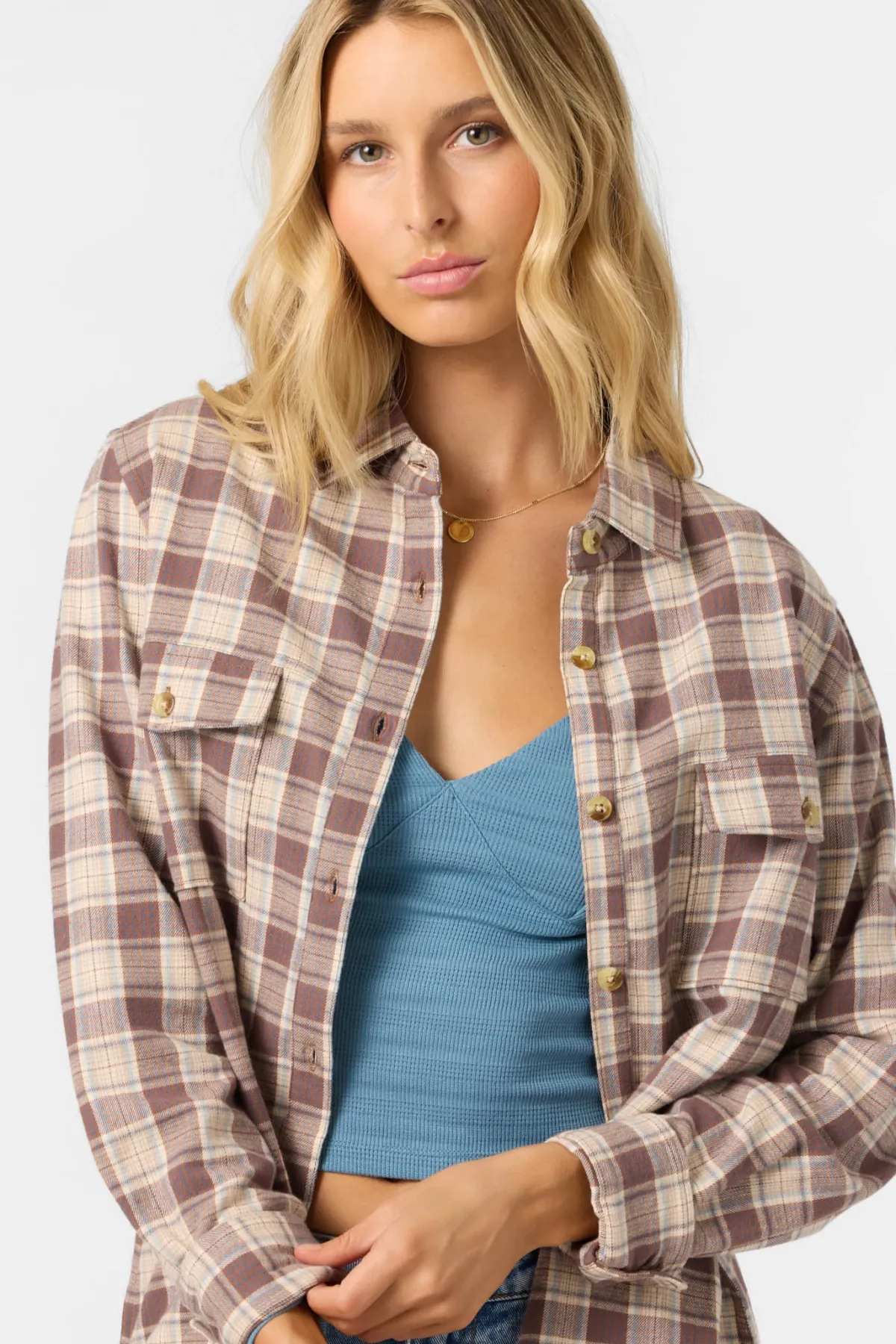 Tops^O'Neill Brooks Flannel Long Sleeve Top carob brown