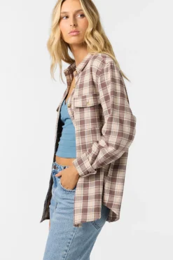 Tops^O'Neill Brooks Flannel Long Sleeve Top carob brown