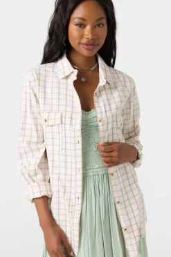Tops^O'Neill Brooks Flannel Long Sleeve Top - | winter white