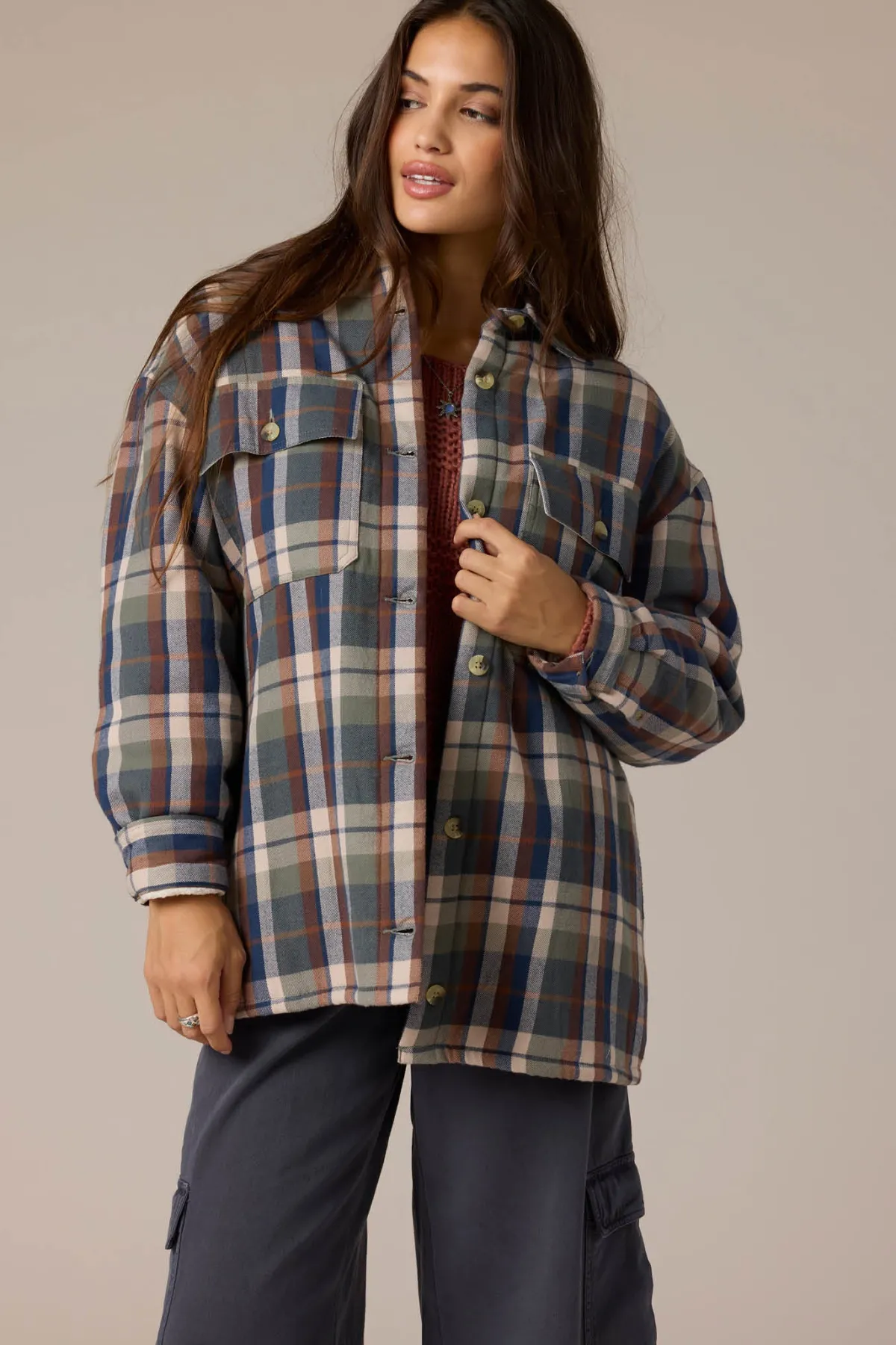 Jackets^O'Neill Chance High Pile Lined Flannel Jacket - | oil green