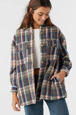 Jackets^O'Neill Chance High Pile Lined Flannel Jacket - | oil green