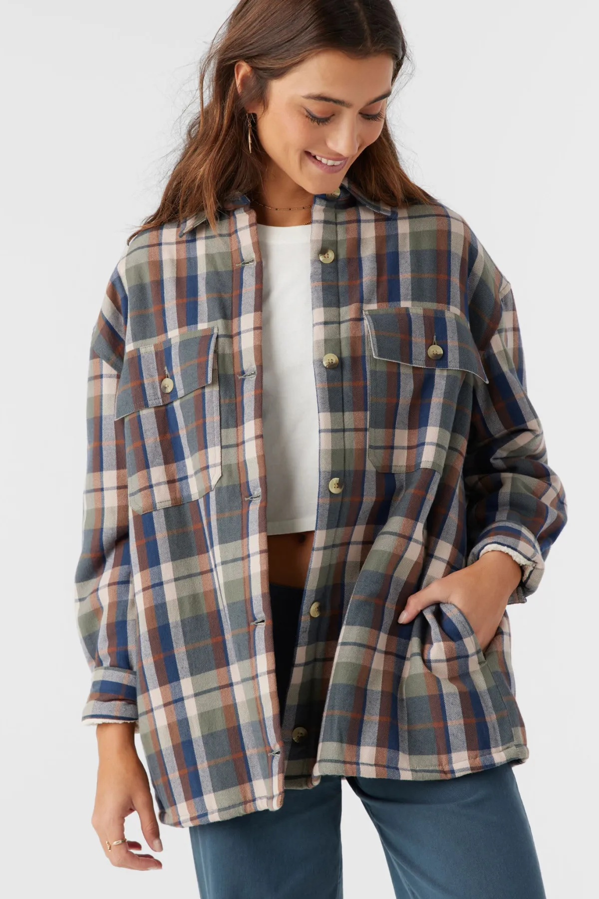 Jackets^O'Neill Chance High Pile Lined Flannel Jacket - | oil green