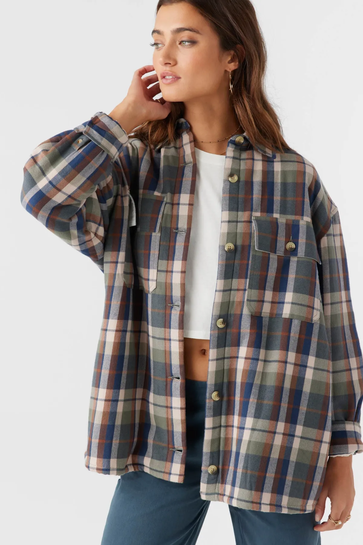 Jackets^O'Neill Chance High Pile Lined Flannel Jacket - | oil green