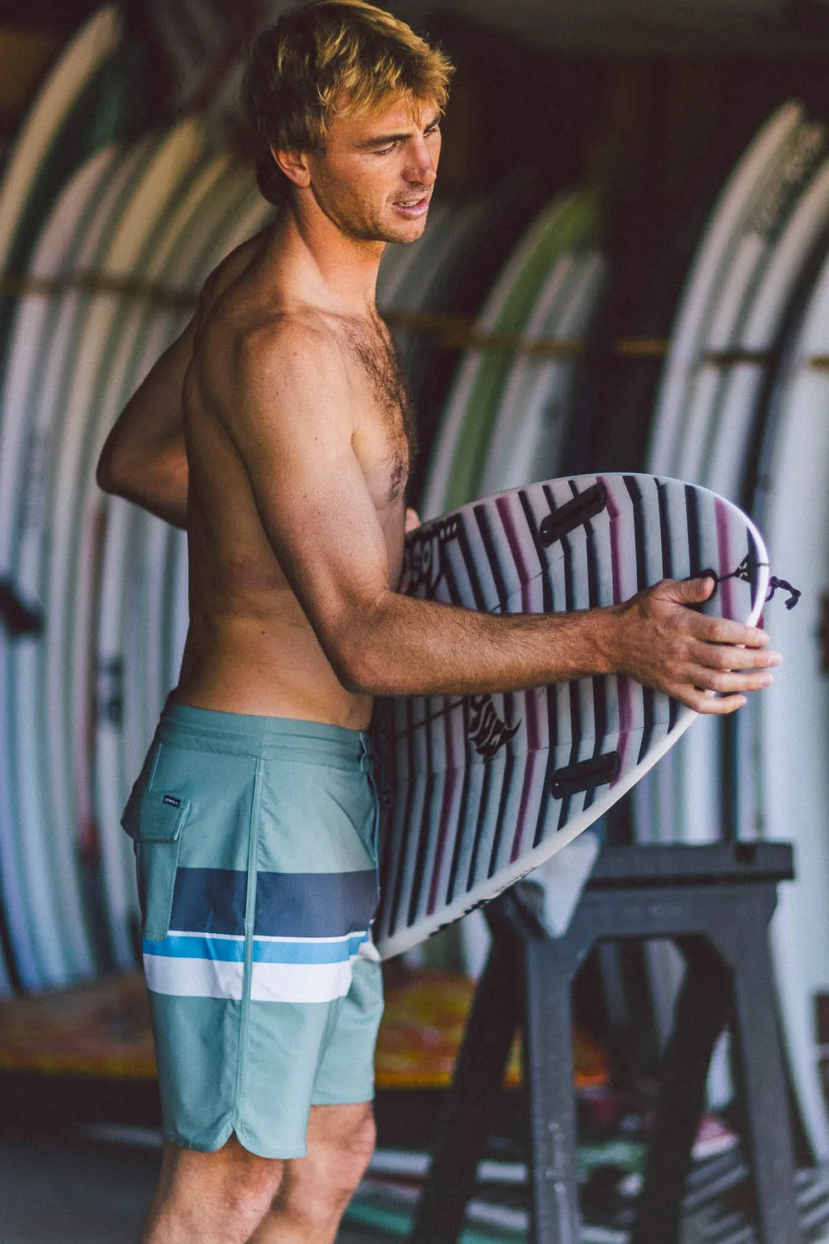 Short Length^O'Neill Cruzer Stripe Scallop 18" Boardshorts - | sage