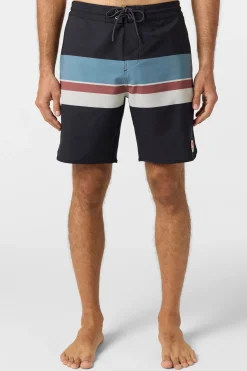 Mid Length^O'Neill Cruzer Stripe Scallop 18" Boardshorts - | black