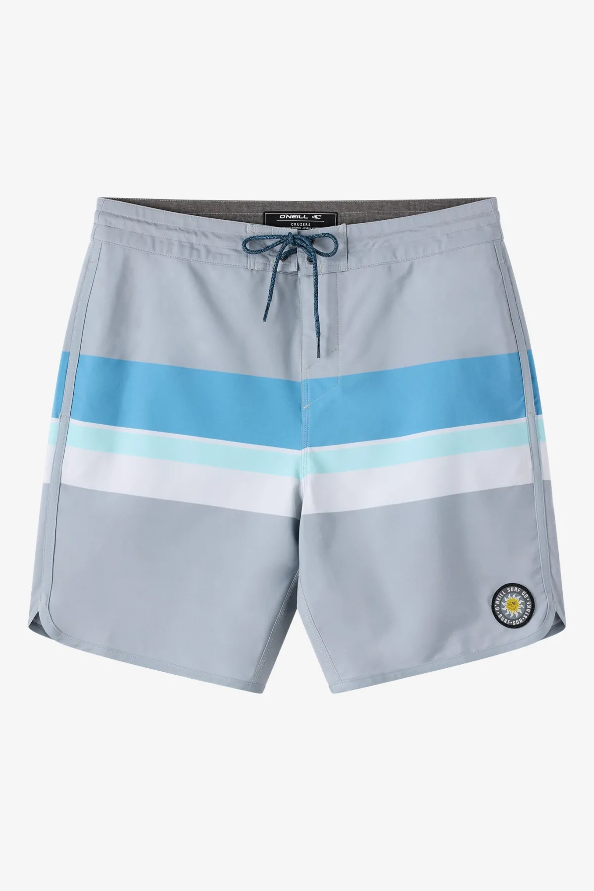 Mid Length^O'Neill Cruzer Stripe Scallop 18" Boardshorts - | lght gry2